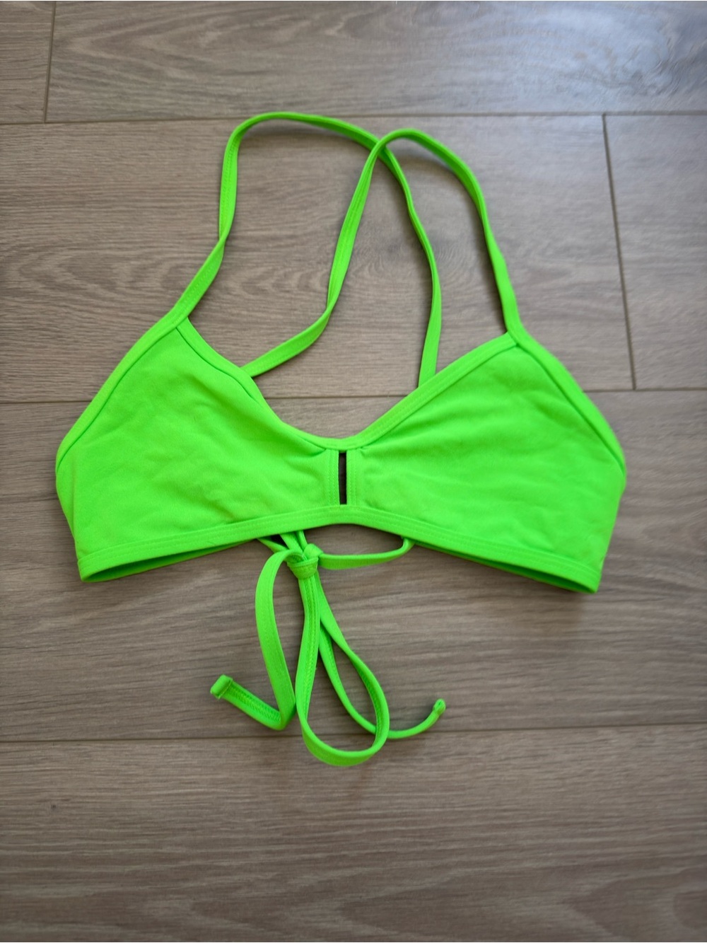 Jolyn Clothing Vent Neon Green Strappy Tie-Back Bikini Top